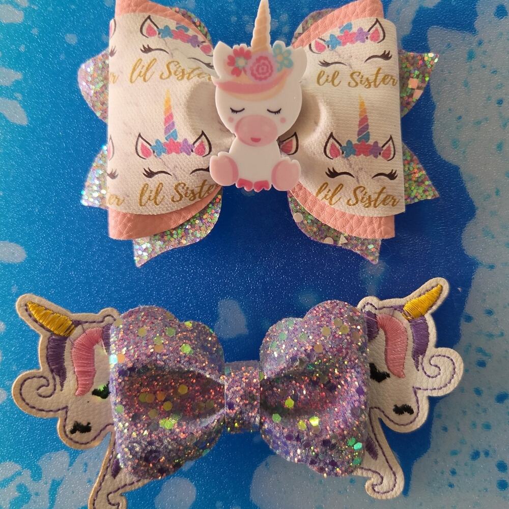 Custom unicorn hair bow lot